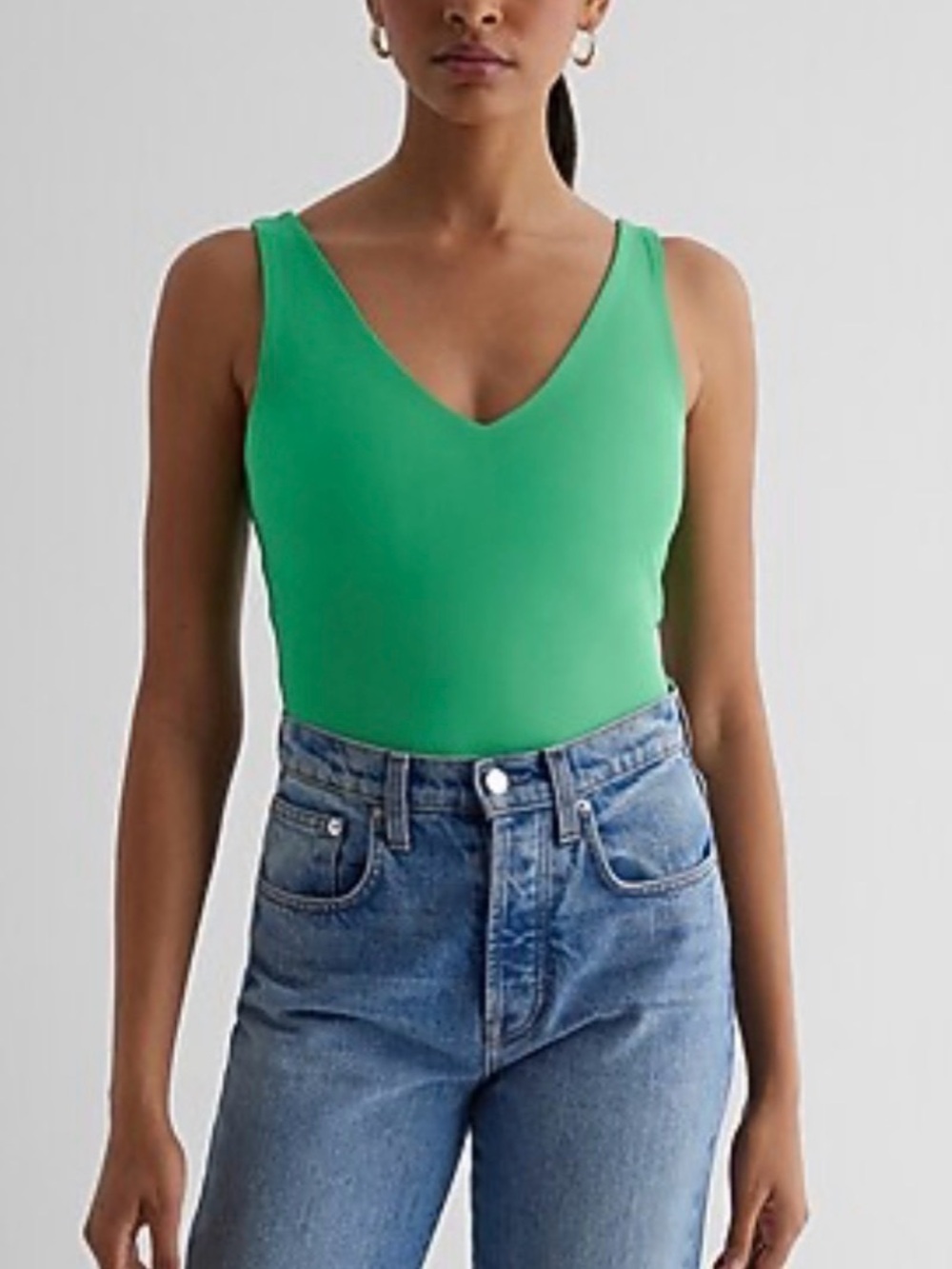 Express Body Contour High Compression Double V-Neck Tank